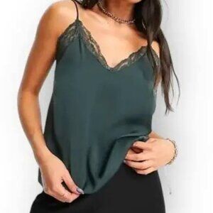 Abercrombie & Fitch Lace Trim Double Strap Satin Cami EUC